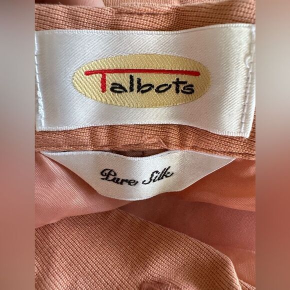 Talbots 100% Silk Wide Leg Pleated Dress Pants Pink Peach Sz 20 Preppy Lined - Picture 4 of 7
